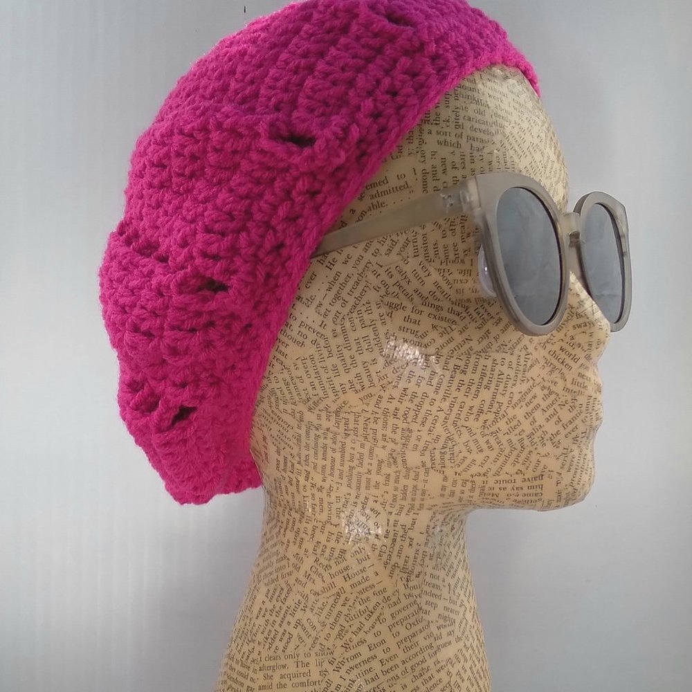 Pink Raspberry Beret - Picture 3 of 4